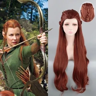 100cm Brown Long Hair Wigs Hobbit Tauriel Cosplay Costumes Wavy Wigs Play Party • $33.66