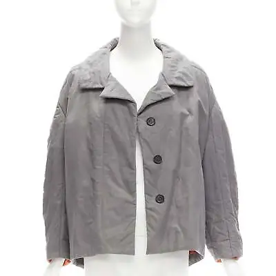 MARNI Grey Washed Cotton Brown Lined Padded Cocoon MA1 Jacket IT36 XS • $328
