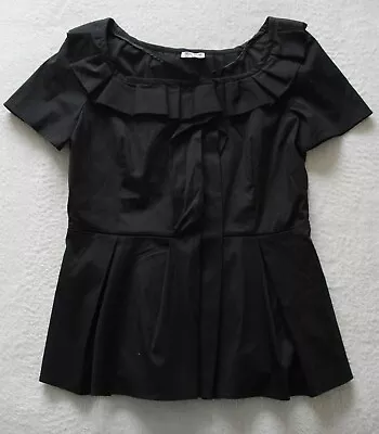 Miu Miu Cotton Black Boat Neck Summer Top Blouse UK 12 NEW • £49