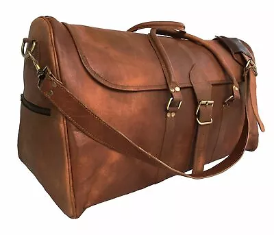 24  Vintage Leather Travel Duffel Men Lightweight Luggage Overnight Weekend Bag • $74.96
