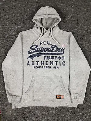 SuperDry Hoodie Mens 2XL Gray Oversized Fit Athletic Heavyweight Casual Pullover • $61.99