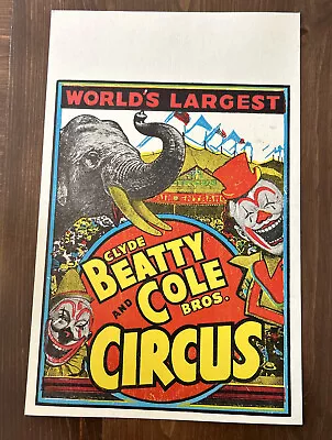 Vintage Clyde Beatty Cole Bros Circus 14x22 Sign Poster Unused Blank “B” • $67.43