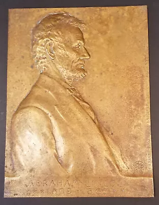 Antique Bronze Plaque Of Abraham Lincoln 1907 By Victor D. Brenner • $1100