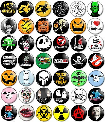 Halloween 25mm 1  Pin Button Badges 42 Different Designs Various Fancy Dress Fun • £0.99