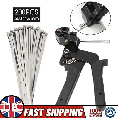 Stainless Steel Metal Cable Tie Fasten Gun Pliers Crimper Tensioner Cutters Tool • £17.57