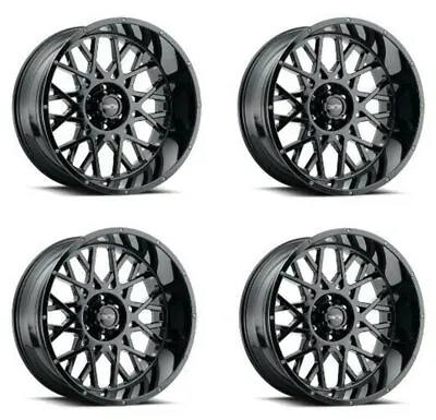 Set 4 22  Vision Off-Road 412 Rocker Gloss Black Wheels 22x10 6x135 Rims -19mm • $1356