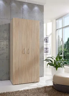 Qmax 80cm Slim Double Door Wardrobe Cupboard Storage Solution • £129