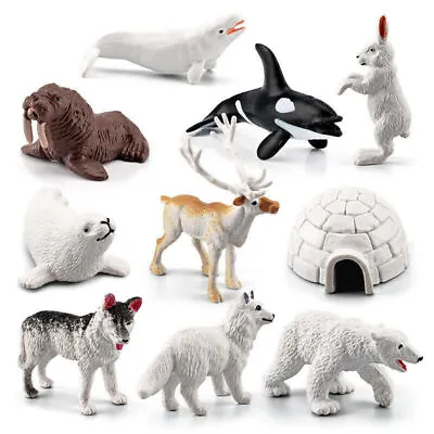 10x Mini Simulation Polar Bear Beluga Seals Arctic Animal Figure Model Toy Gift • $13.11