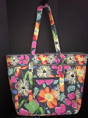 Vera Bradley Large Floral Padded Tote Laptop Bag NWT Jazzy Blooms Bright Colors • $45