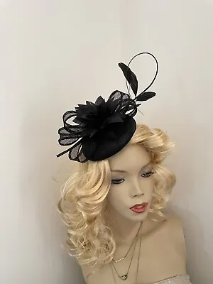 £29.99 • Buy Fascinator Black Pillbox Wedding Hat Formal Headpiece Ladies Ascot Hatinator