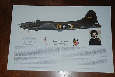 B-17F WASP Pilot Helen Snapp Autographed Memphis Belle Artist: Ernie Boyette • $65