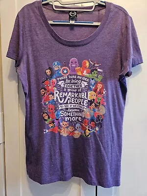 Ladies Size XL Teepublic Purple Marvel Avengers Characters T Shirt • £4.99