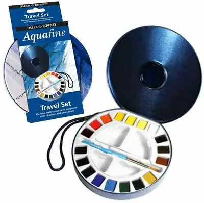 £16.99 • Buy Daler Rowney Aquafine Watercolour 18 Half Pan Travel Set