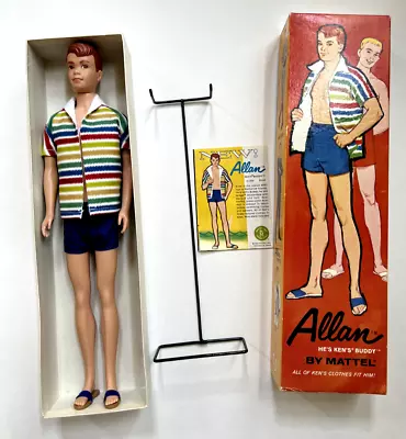 Vintage Barbie ALLAN DOLL With Box Stand Booklet Mattel 1960s VERY NICE! • $285