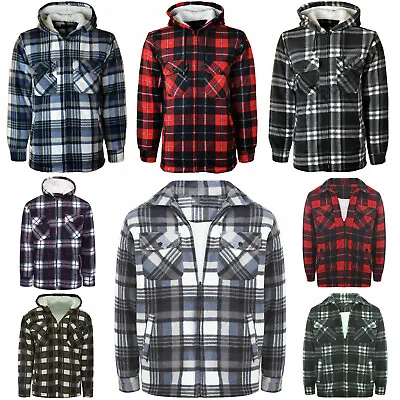 Mens Padded Shirt Fur Lined Lumberjack Flannel Work Jacket Warm Thick Casual Top • £17.99