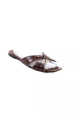 Staud Women's Chris Croc-embossed Leather Sandals Brown Size 39 • $34.01