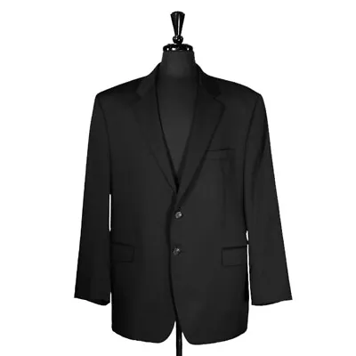 Ralph Lauren Mens Blazer Black 100% Wool 2 Button Suit Jacket Sport Coat 48R • $52.24