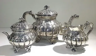 Italian 800 Standard Silver Three Piece Tea Set Service Early 20th Century  • $1225