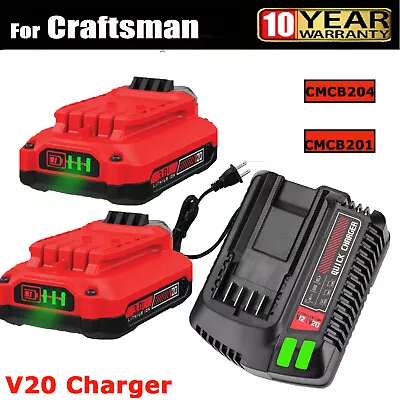 Battery / Charger For Craftsman V20 20 Volt MAX Lithium CMCB204 CMCB202 CMCB201 • $18.98