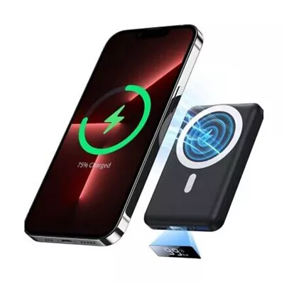 Portable Battery Pack Wireless Charger Magnetic Bank Power For IPhone 10000mAh • £12.95