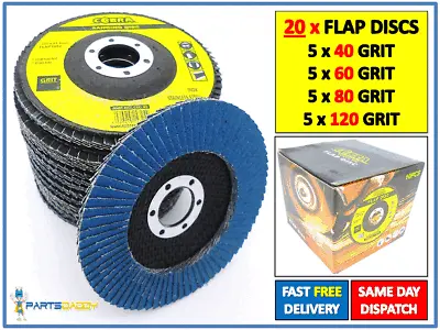 £15.45 • Buy 20 X Flap Discs 115mm Sanding 40 60 80 120 Grit Grinding Wheels Disc 4.5  COBRA