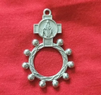 Anello Preghiera Rosary Ring Vintage Catholic Religious Medal Silver Charm  • $22.20