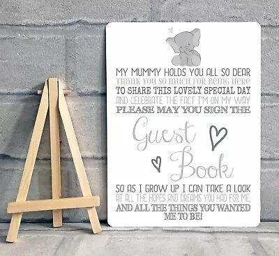 £6.95 • Buy A5 Boy Girl Baby Shower Guest Book Metal Table Sign Decoration - ELEPHANT