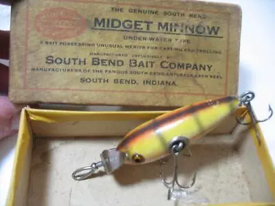 South Bend Old Wood Fishing Lure In Original 901YP Box Glass Eyes • $22.50