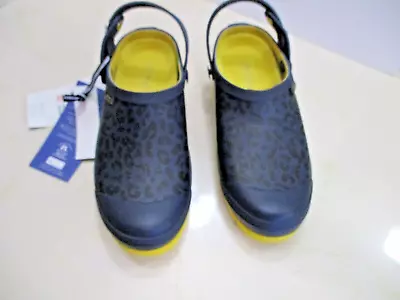 Joules Womens Welly Rain Clogs Backstrap Navy/Yellow Leopard Print Size 7 US New • $26.50