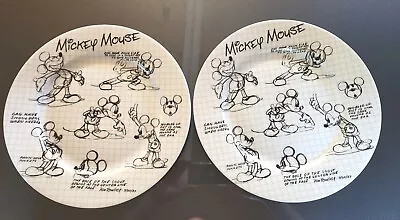 Disney Mickey Mouse Sketchbook Set Of 2 Ceramic Dinner Plates 10.5  Brand New • $19.99