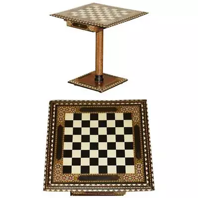 Stunning Antique Anglo Indian Circa 1920 Chess Board Games Table Twin Drawers • $2178.84