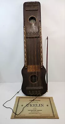 Antique Bosstone Ukelin Stringed Instrument 1920 Advertising Instructions & Bow • $110