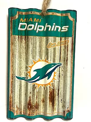 Miami Dolphins Corrugated Metal Ornament NFL Football Approx 3x5” • $9.99