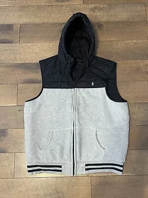 Rare Ralph Lauren Polo Streetwear Puffer Vest Hooded Men’s Sz XL Mix Textures ￼￼ • $89.99