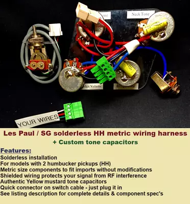 Epiphone Les Paul /SG  Solderless Wiring Harness With Premium Tone Capacitors • $86