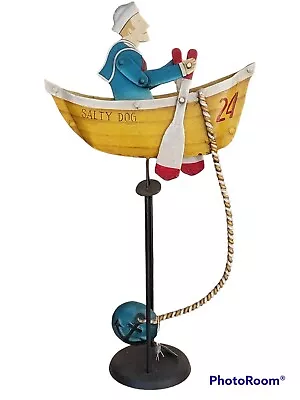 Sky Hook Pendulum Balance Metal Sailor In Rocking Boat Toy Kinetic Folk Art • $119