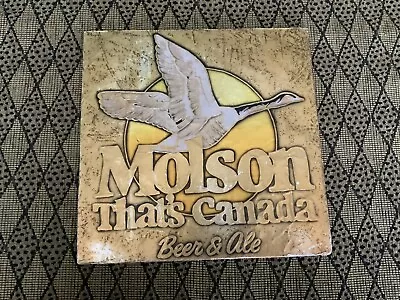 VINTAGE MOLSON Beer Sign BEER AND ALE THAT'S CANADA ADVERTISING TIN & Micaboard • $25