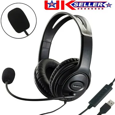£11.79 • Buy For Skype PC Laptop USB Headset Headphones With Noise Cancelling Microphone Mic