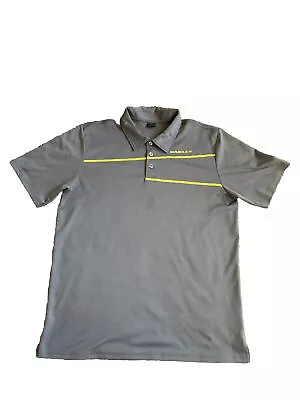 Oakley Polo Shirt Mens Large Short Sleeve Gray Yellow Accent Golf • $9.99