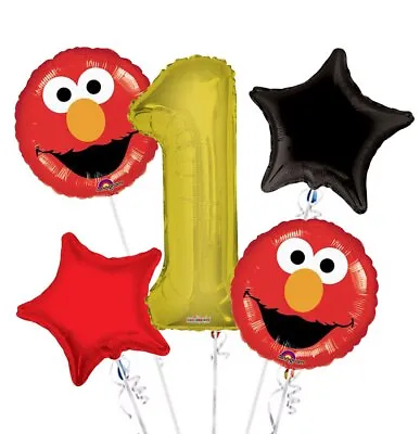 Sesame Street Elmo Balloon Bouquet 1st Birthday 5 Pcs - Party Supplies • $12.44
