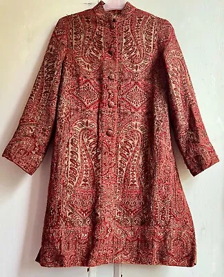 Stunning Vintage Boho Indian Paisley Wool Lined Jacket Coat S • £65