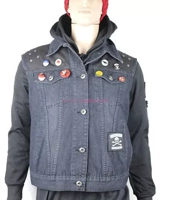 InFAMOUS Second Son VEST And PINS ONLY Delsin Rowe Cosplay Denim Waistcoat • $130.01