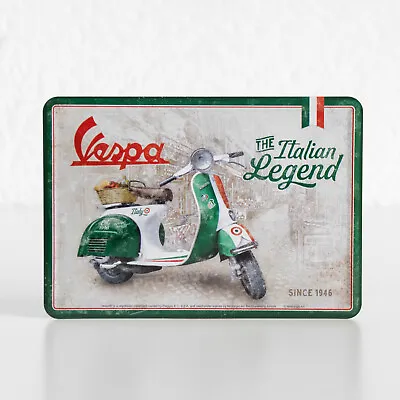 Small 14x10cm Vespa Scooter Metal Tin Sign Wall Plaque Card Gift Art Merchandise • £8