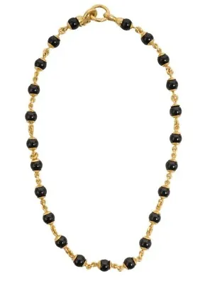 Elizabeth Locke 19k Gold Hammered Oval Link Chain Necklace Black Onyx Daisy • $8371.12