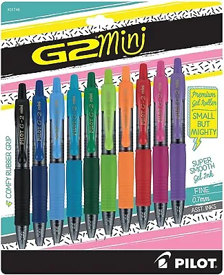 Pilot G2 MINI Retractable Gel Ink Pens  0.7mm Fine Tip -  10x ASSORTED COLOUR • $26.06