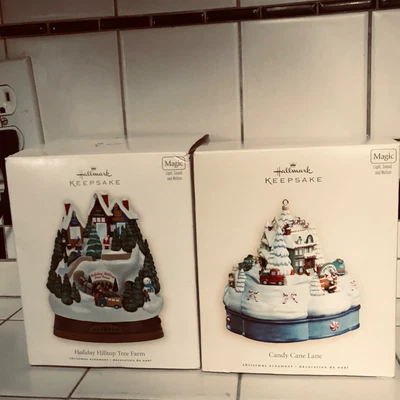 $1 • Buy Lot Of 2 Hallmark Magic Ornaments, Candy Cane Lane And Hilltop Tree Farm
