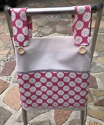 Bag For Walking Frame/zimmer Frame Strong Cotton Fabric 3 Pockets Cream /pink • £13