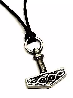 Thors Hammer Necklace Pendant Nordic Asatru Corded Norse Heathen Mjolnir Cord • $9.95