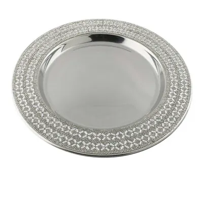 Sparkles Home Madison Avenue Rhinestone Charger Plate Silver • $24.99