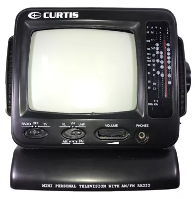 Curtis Mini Personal TV  5” B & W AM FM Radio RT068 Preown Powers Up Parts Only • $19.99